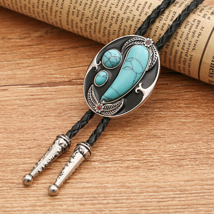 Turquoise Indian Style Cowboy Bolo Tie - Blue - image 0