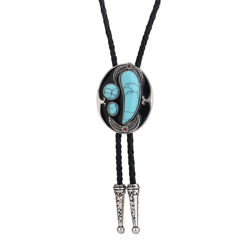 Turquoise Indian Style Cowboy Bolo Tie - image 4
