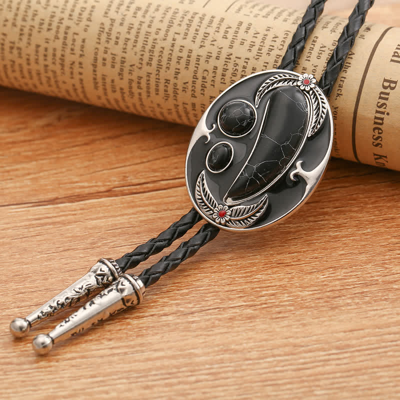 Turquoise Indian Style Cowboy Bolo Tie - Black - image 7