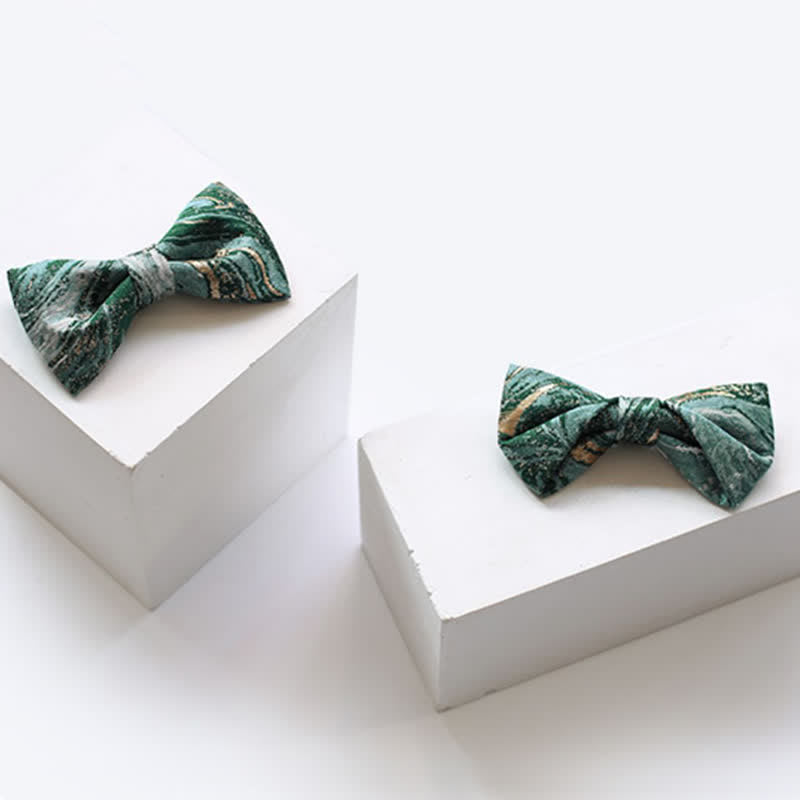 Men's LightSeaGreen Gold Accent Wedding Bow Tie - image 3