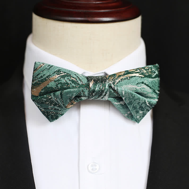 Men's LightSeaGreen Gold Accent Wedding Bow Tie - Style #2 - image 4