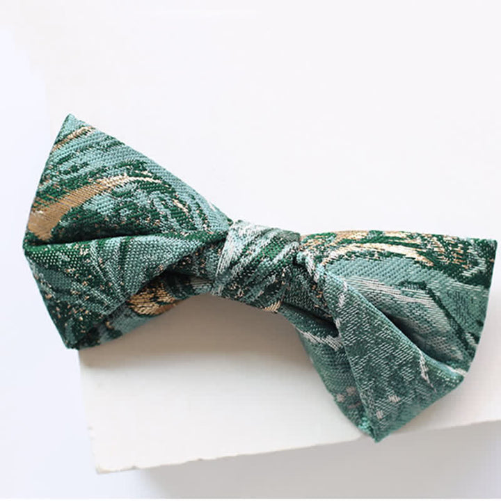 Men's LightSeaGreen Gold Accent Wedding Bow Tie - image 5