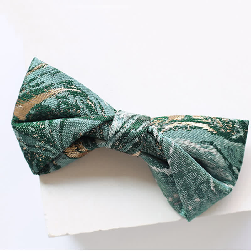 Men's LightSeaGreen Gold Accent Wedding Bow Tie - image 5