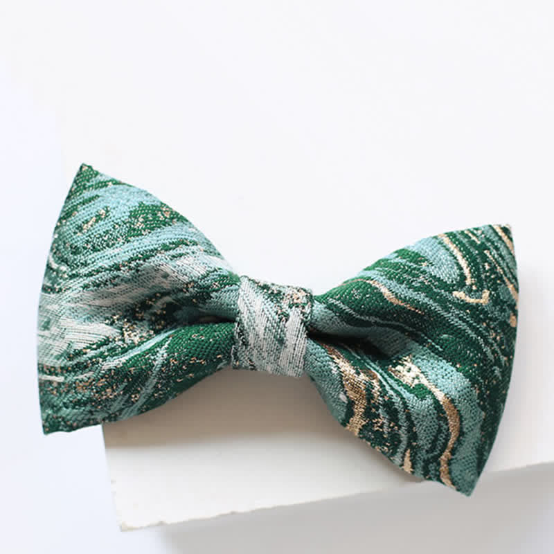 Men's LightSeaGreen Gold Accent Wedding Bow Tie - image 2