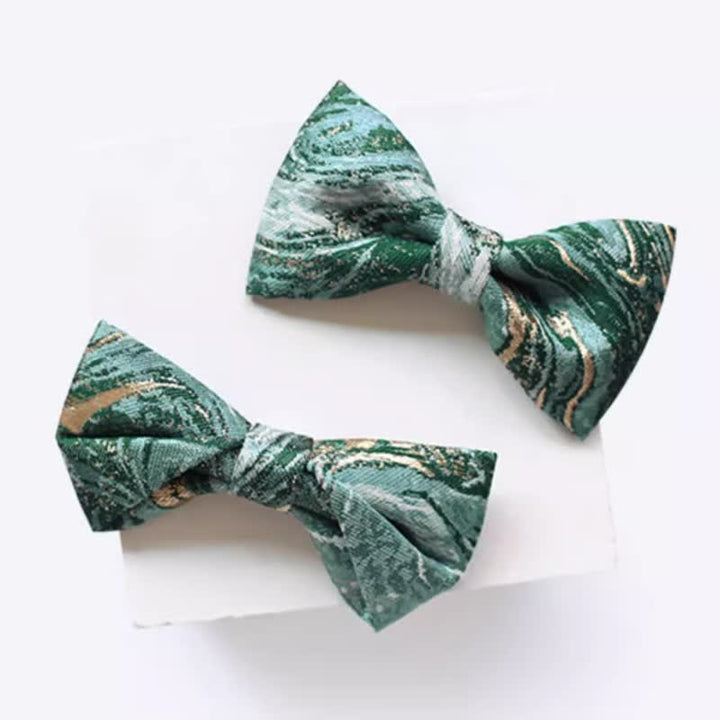 Men's LightSeaGreen Gold Accent Wedding Bow Tie - image 0