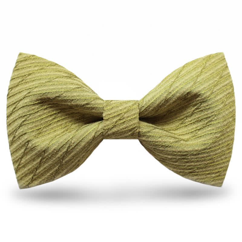 Men's Green Series Twill Wedding Bow Tie - Yellow Green - Style #1 - image 10