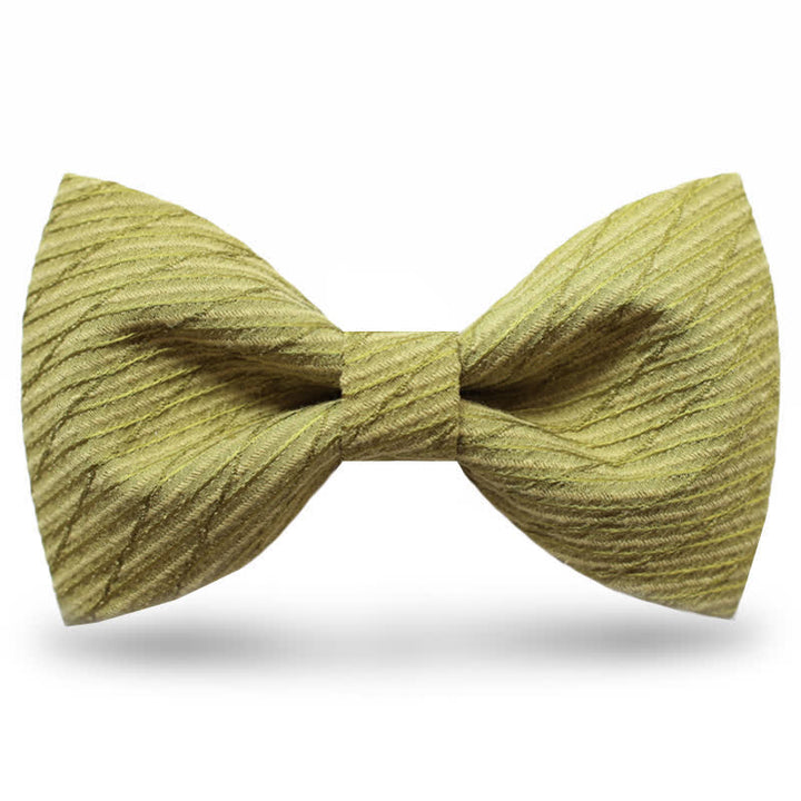 Men's Green Series Twill Wedding Bow Tie - Yellow Green - Style #1 - image 10