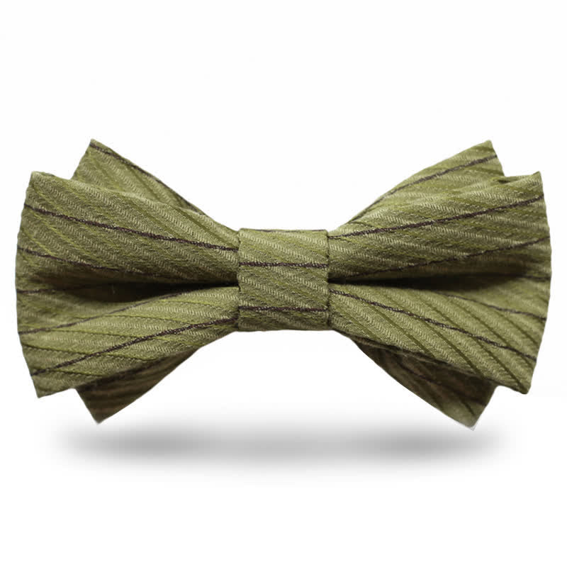Men's Green Series Twill Wedding Bow Tie - Dark Green - Style #2 - image 5