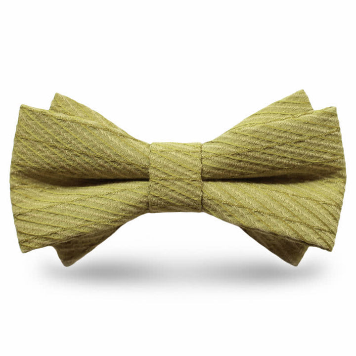 Men's Green Series Twill Wedding Bow Tie - Yellow Green - Style #2 - image 11