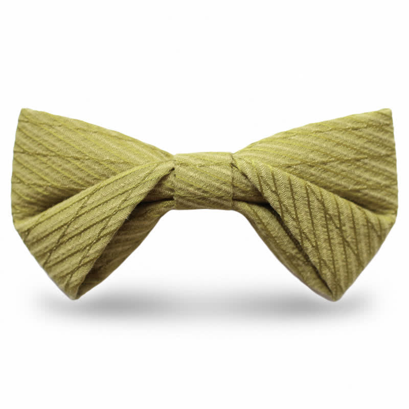 Men's Green Series Twill Wedding Bow Tie - Yellow Green - Style #3 - image 12