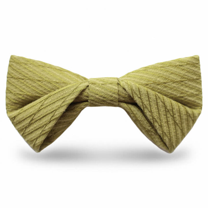 Men's Green Series Twill Wedding Bow Tie - Yellow Green - Style #3 - image 12