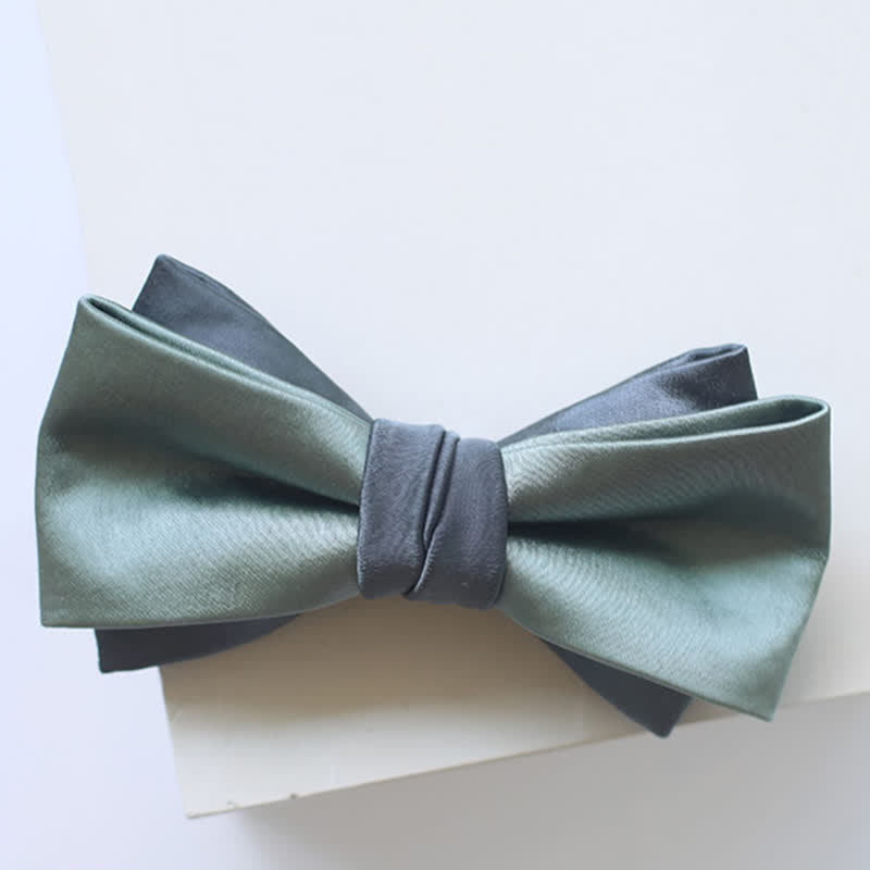 Men's Gray-Blue Pale Green Double Layered Bow Tie - image 2
