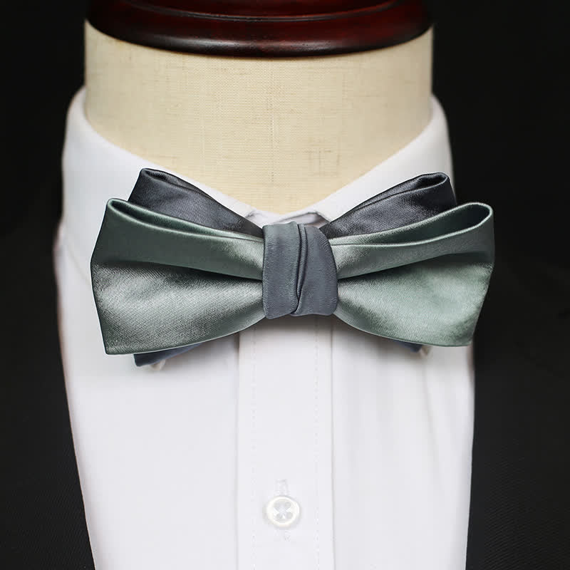 Men's Gray-Blue Pale Green Double Layered Bow Tie - Style #1 - image 1