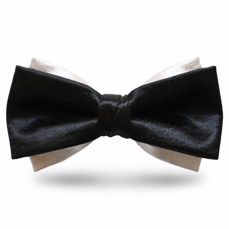 Men's Gainsboro Black Double Layered Bow Tie - Style #2 - image 5