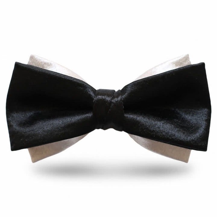 Men's Gainsboro Black Double Layered Bow Tie - Style #2 - image 5