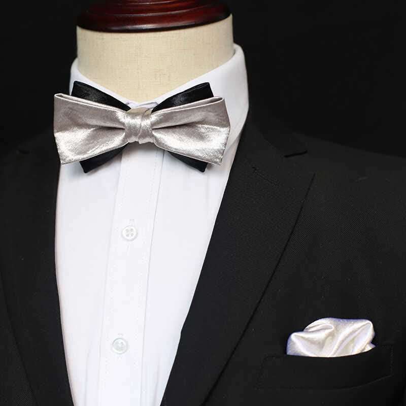 Men's Gainsboro Black Double Layered Bow Tie - image 0