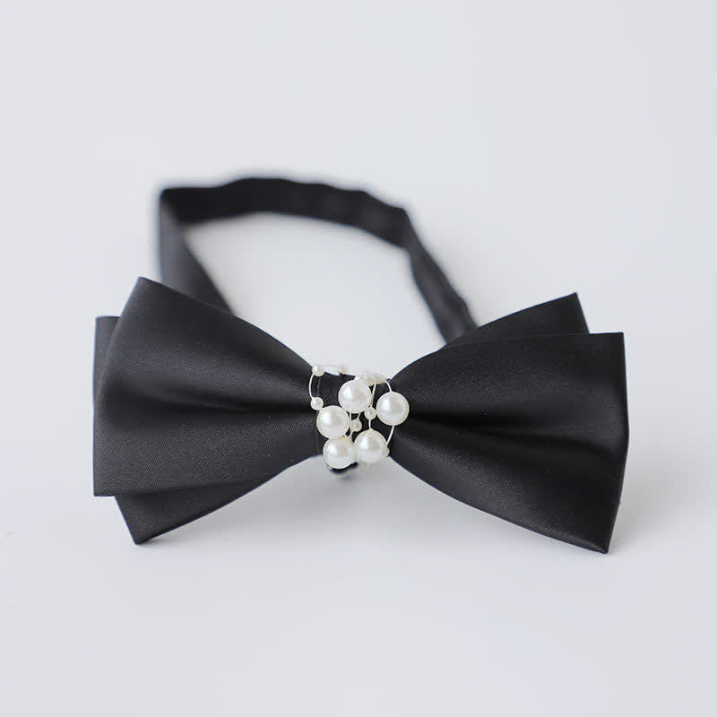 Men's Temperament Pearl Black Wedding Bow Tie - Style #4 - image 5
