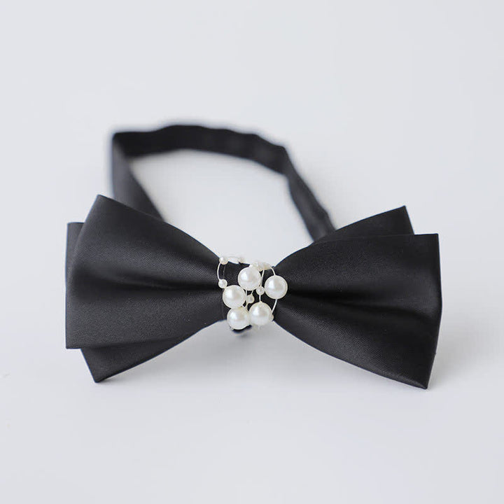 Men's Temperament Pearl Black Wedding Bow Tie - Style #4 - image 5