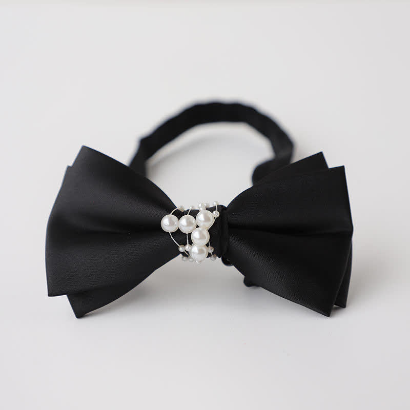 Men's Temperament Pearl Black Wedding Bow Tie - Style #1 - image 2