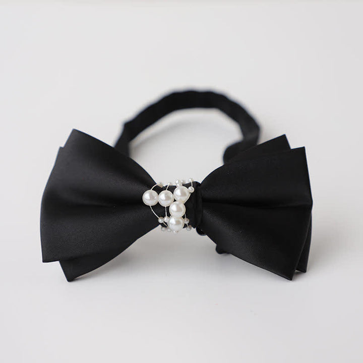 Men's Temperament Pearl Black Wedding Bow Tie - Style #1 - image 2