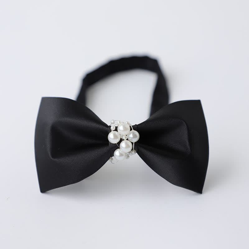Men's Temperament Pearl Black Wedding Bow Tie - Style #3 - image 4