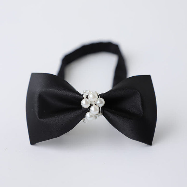 Men's Temperament Pearl Black Wedding Bow Tie - Style #3 - image 4