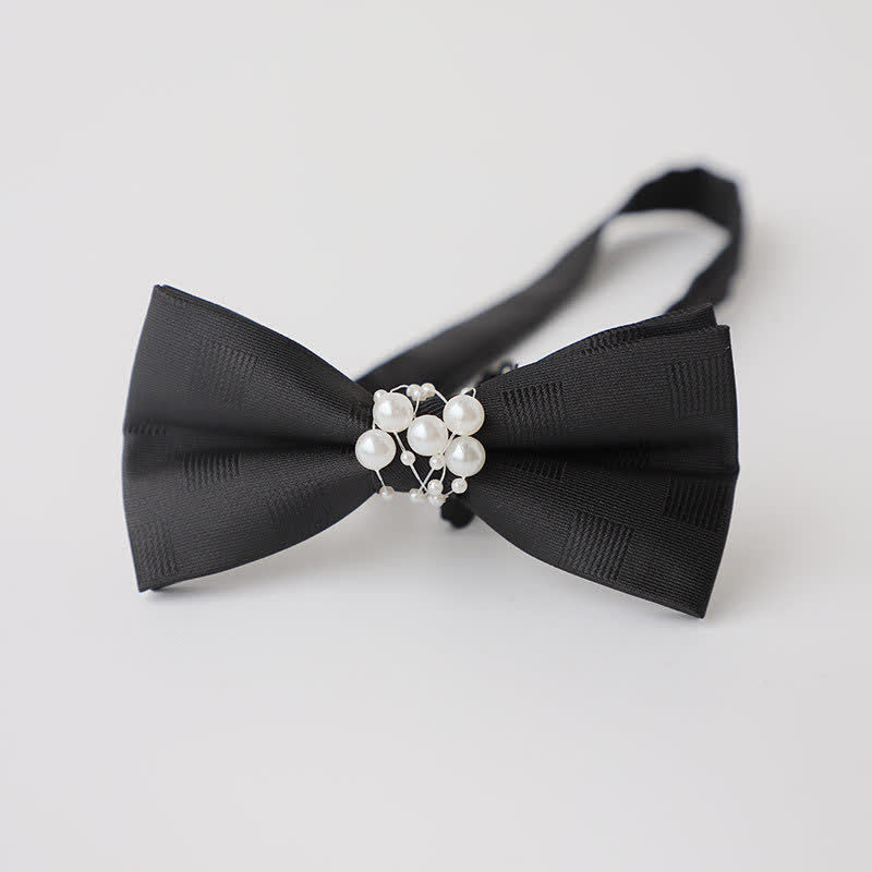 Men's Temperament Pearl Black Wedding Bow Tie - Style #11 - image 15