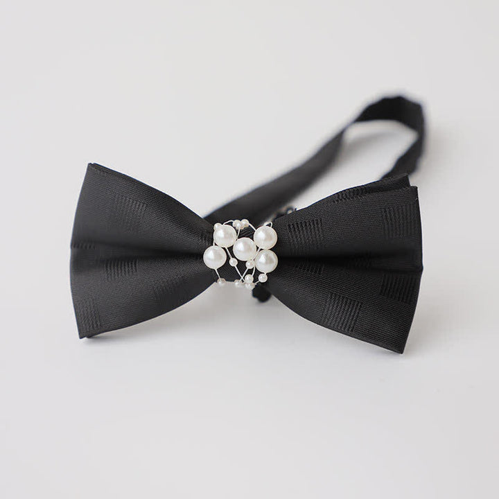 Men's Temperament Pearl Black Wedding Bow Tie - Style #11 - image 15