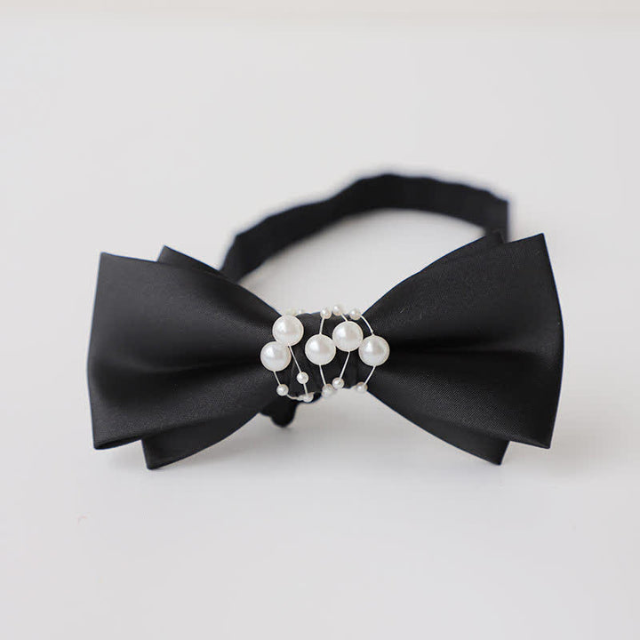 Men's Temperament Pearl Black Wedding Bow Tie - Style #2 - image 3