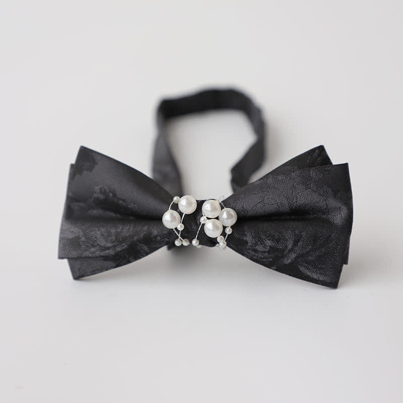 Men's Temperament Pearl Black Wedding Bow Tie - Style #7 - image 11
