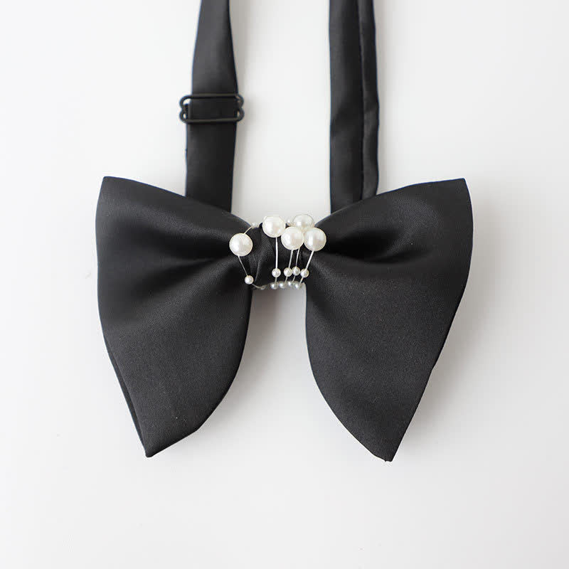 Men's Temperament Pearl Black Wedding Bow Tie - Style #5 - image 6