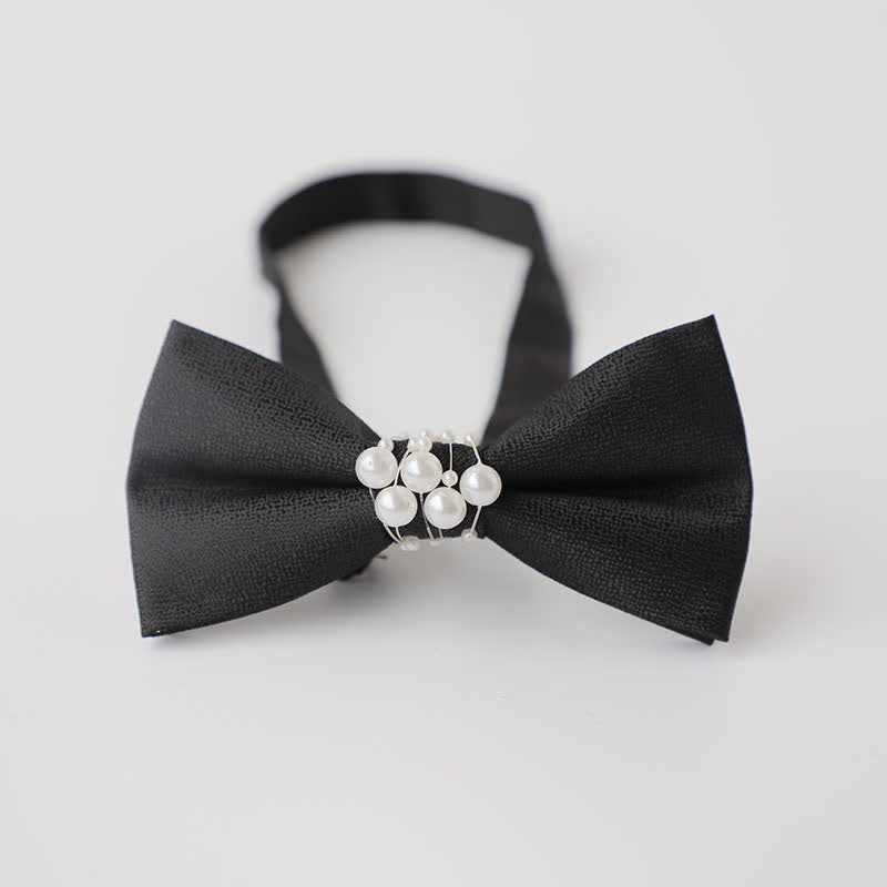 Men's Temperament Pearl Black Wedding Bow Tie - Style #6 - image 10
