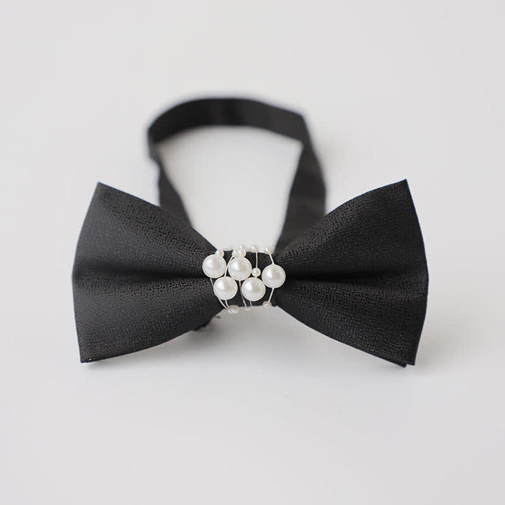 Men's Temperament Pearl Black Wedding Bow Tie - Style #6 - image 10