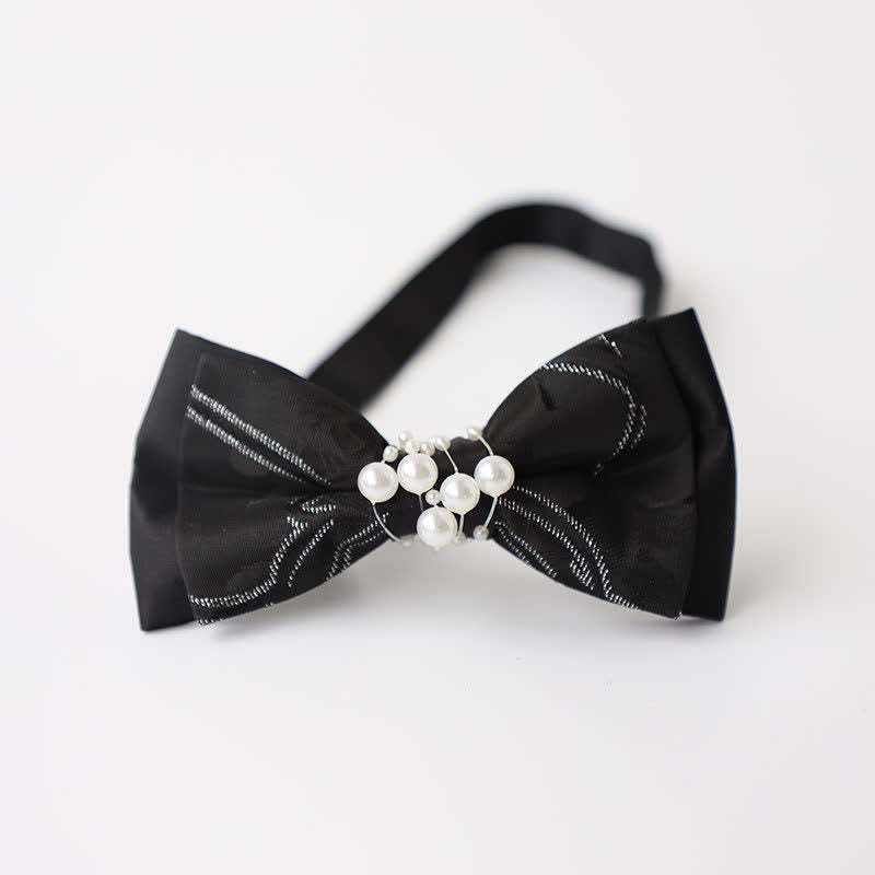 Men's Temperament Pearl Black Wedding Bow Tie - Style #9 - image 13