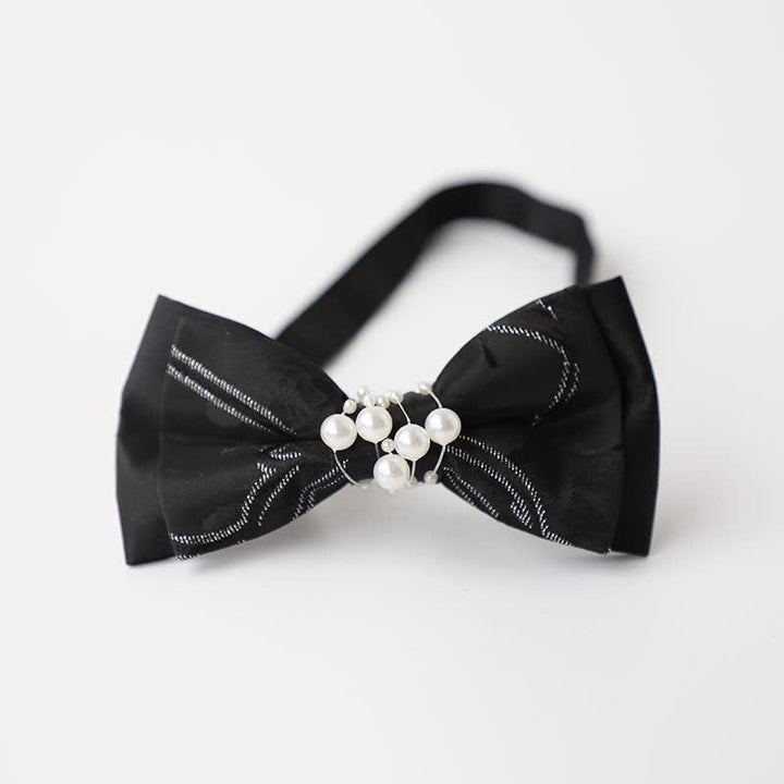 Men's Temperament Pearl Black Wedding Bow Tie - Style #9 - image 13