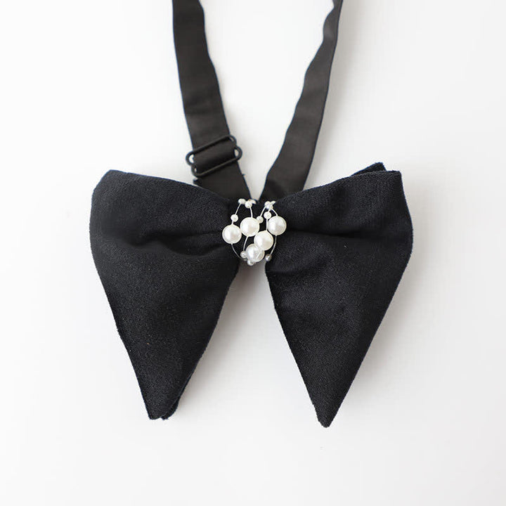 Men's Temperament Pearl Black Wedding Bow Tie - Style #10 - image 14