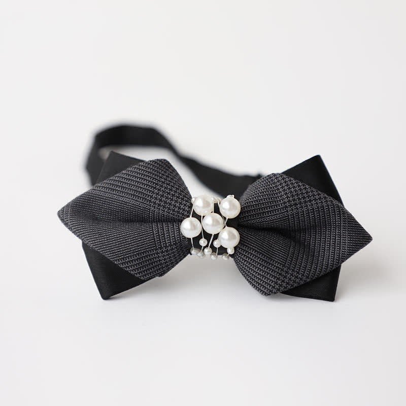 Men's Temperament Pearl Black Wedding Bow Tie - Style #8 - image 12