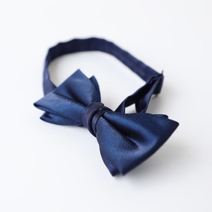 Men's Navy Blue Plain Color Bow Tie - image 16