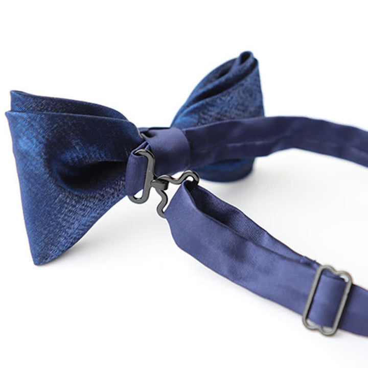 Men's Navy Blue Plain Color Bow Tie - image 3