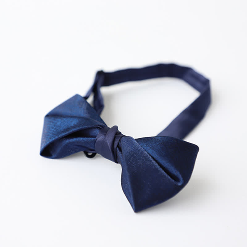 Men's Navy Blue Plain Color Bow Tie - image 12