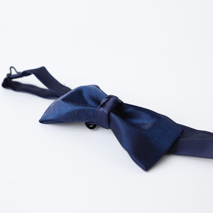 Men's Navy Blue Plain Color Bow Tie - image 8