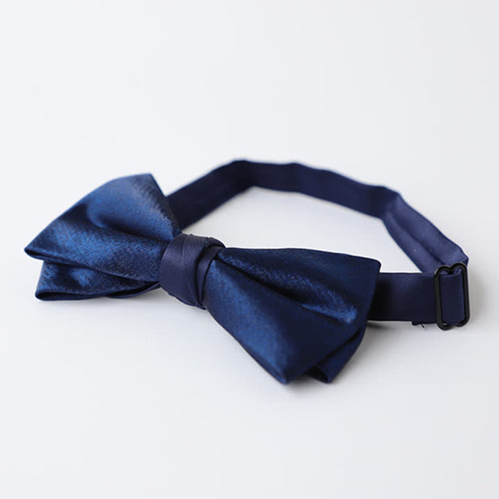 Men's Navy Blue Plain Color Bow Tie - image 4