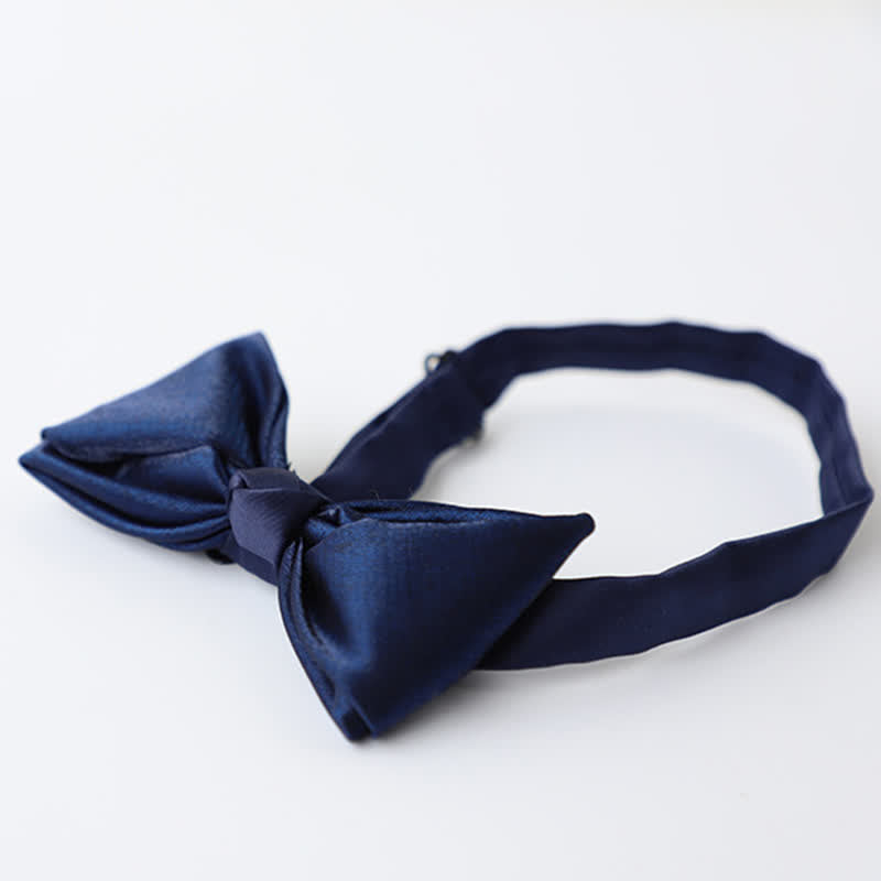 Men's Navy Blue Plain Color Bow Tie - image 10