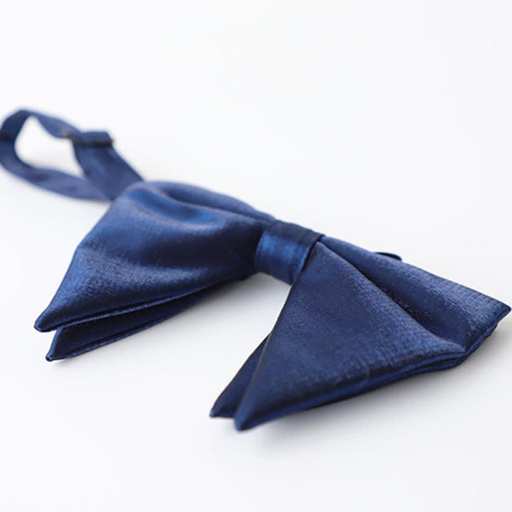 Men's Navy Blue Plain Color Bow Tie - image 18