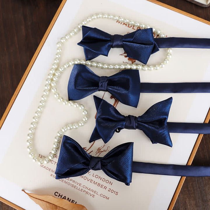 Men's Navy Blue Plain Color Bow Tie - image 0
