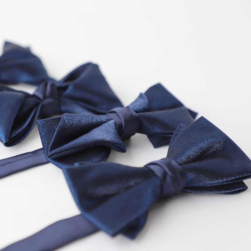 Men's Navy Blue Plain Color Bow Tie - image 6