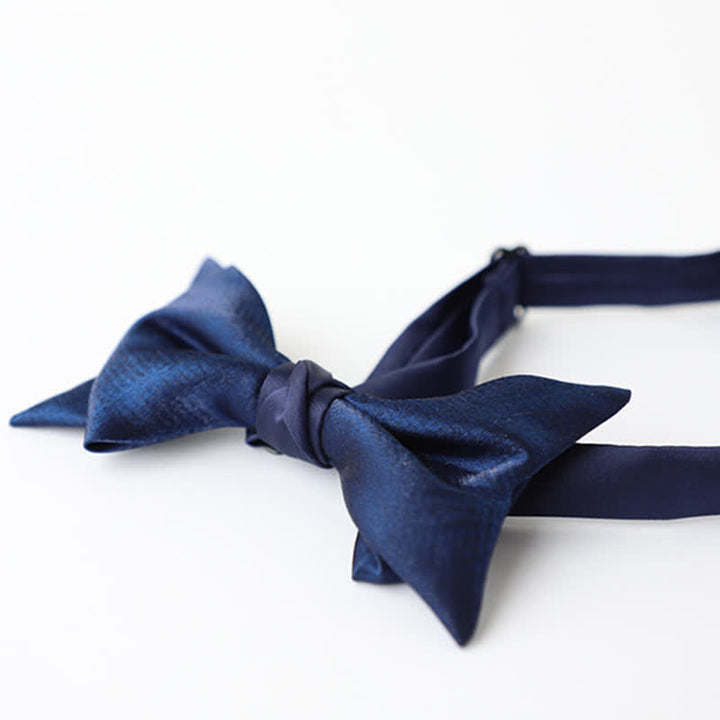 Men's Navy Blue Plain Color Bow Tie - image 14