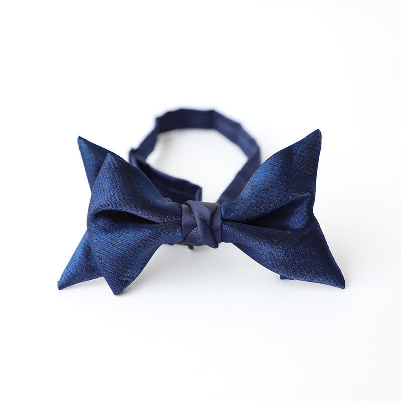 Men's Navy Blue Plain Color Bow Tie - Style #5 - image 13