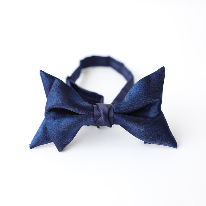 Men's Navy Blue Plain Color Bow Tie - Style #5 - image 13