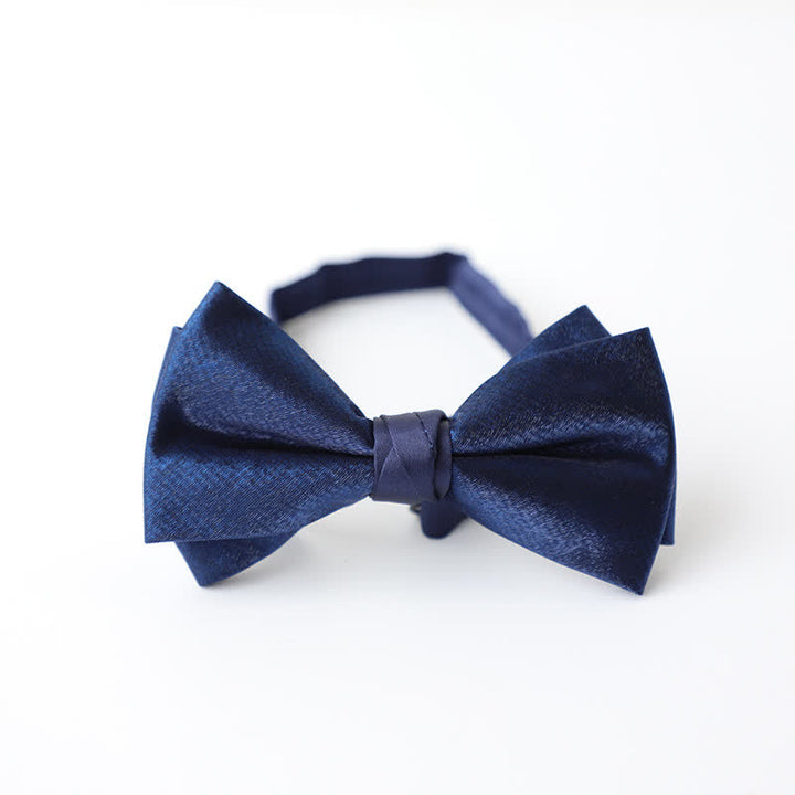 Men's Navy Blue Plain Color Bow Tie - Style #1 - image 2